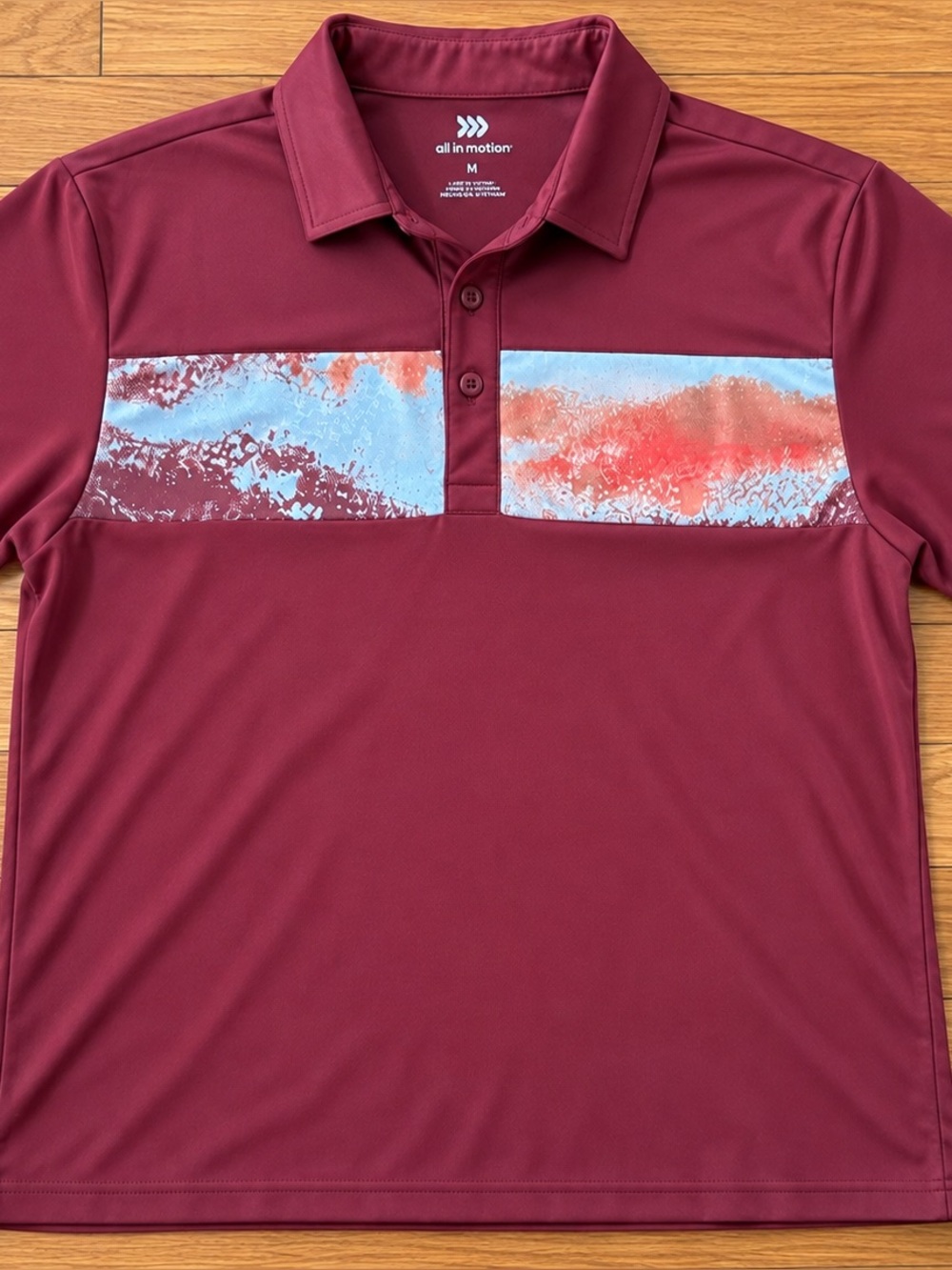 Target Maroon Polo with Blue and Orange Chest Stripe